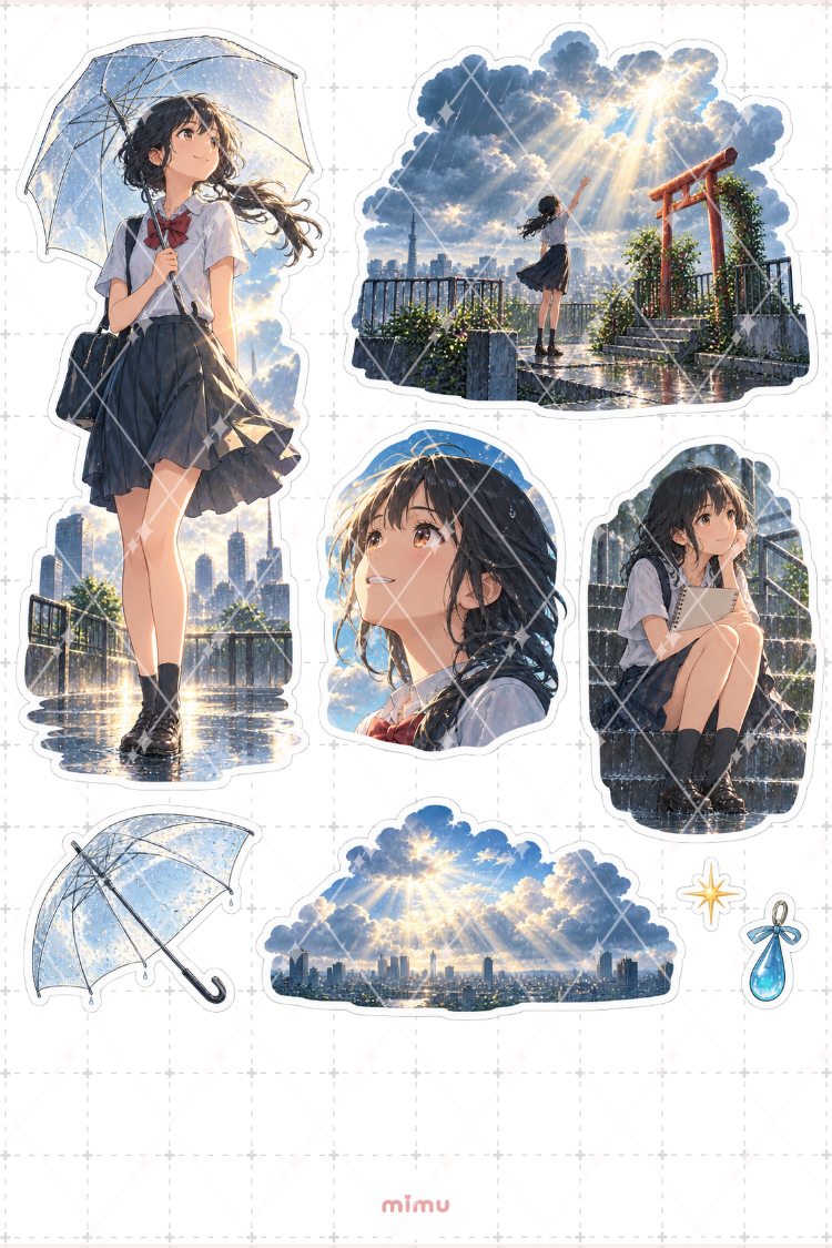Weathering With You Sticker Seti Anime Temalı Dekoratif 2'li Etiket