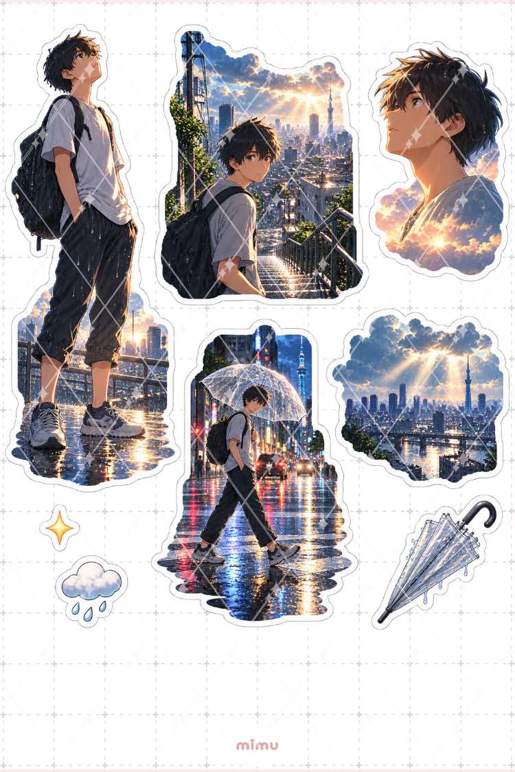 Weathering With You Sticker Seti Anime Temalı Dekoratif 2'li Etiket - 2