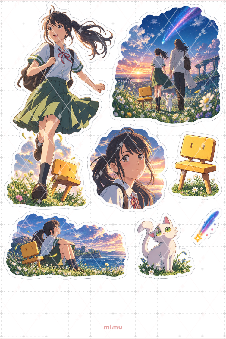 Suzume no Tojimari Sticker Seti Anime Temalı Dekoratif 2'li Etiket