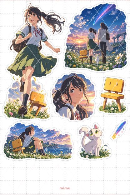 Suzume no Tojimari Sticker Seti Anime Temalı Dekoratif 2'li Etiket