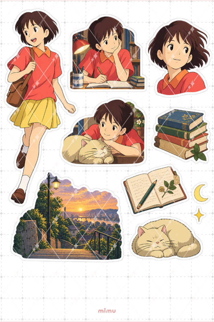 Whisper of the Heart Sticker Seti Anime Temalı Dekoratif 2'li Etiket