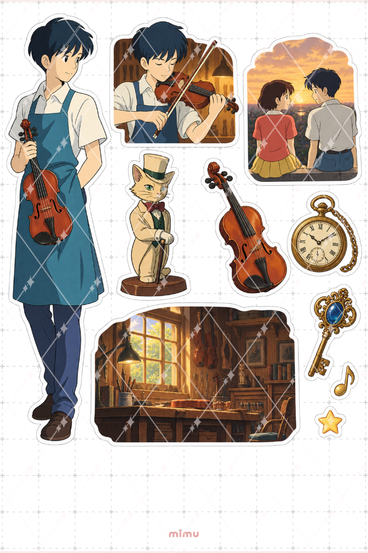 Whisper of the Heart Sticker Seti Anime Temalı Dekoratif 2'li Etiket - 2