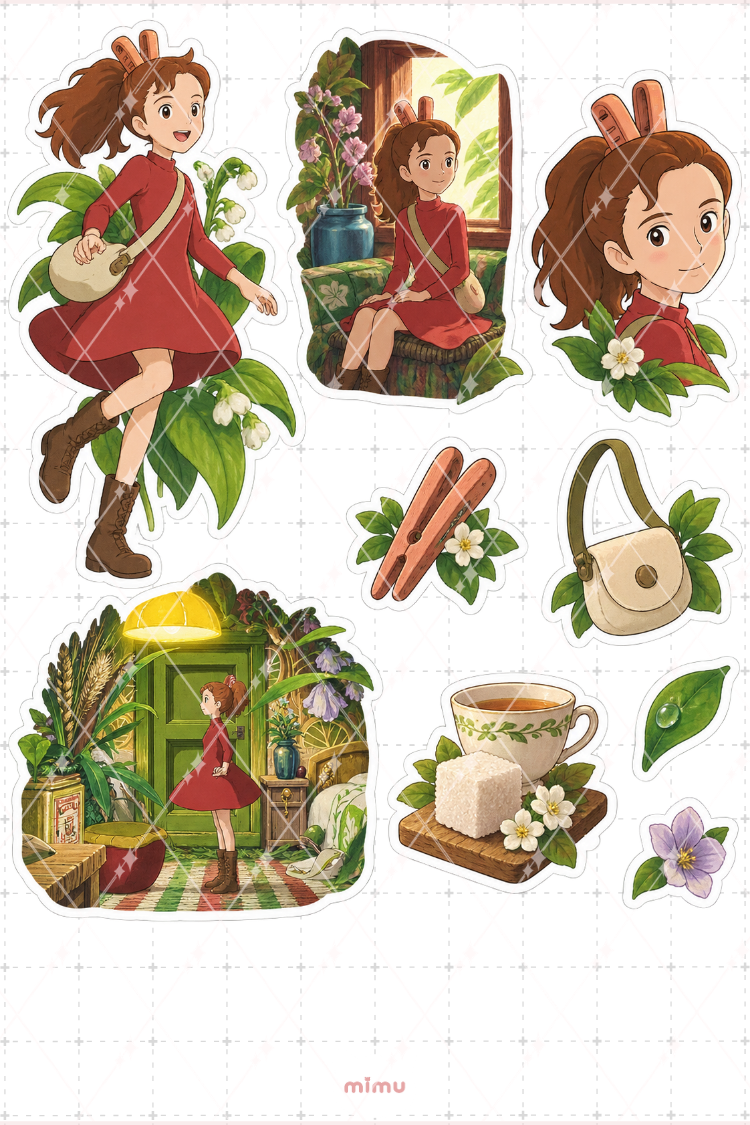 Arrietty Sticker Seti Anime Temalı Dekoratif 2'li Etiket