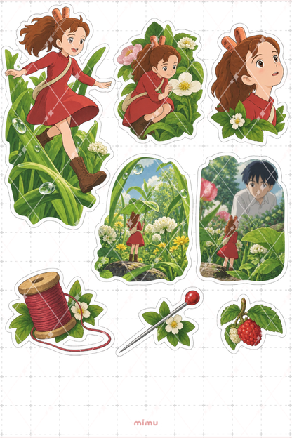 Arrietty Sticker Seti Anime Temalı Dekoratif 2'li Etiket - 2
