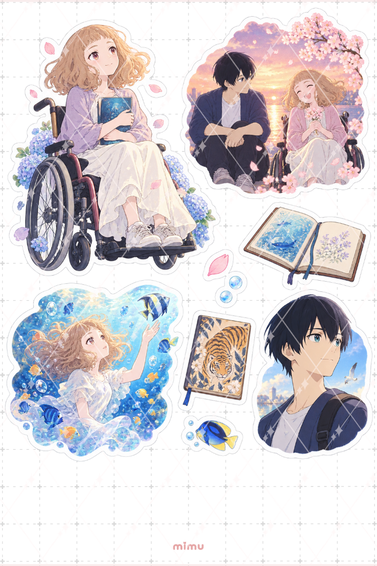 Josee, the Tiger and the Fish Sticker Seti Anime Temalı Dekoratif 2'li Etiket - 2