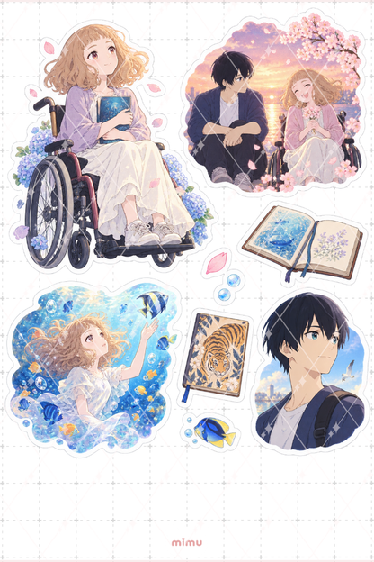 Josee, the Tiger and the Fish Sticker Seti Anime Temalı Dekoratif 2'li Etiket - 2