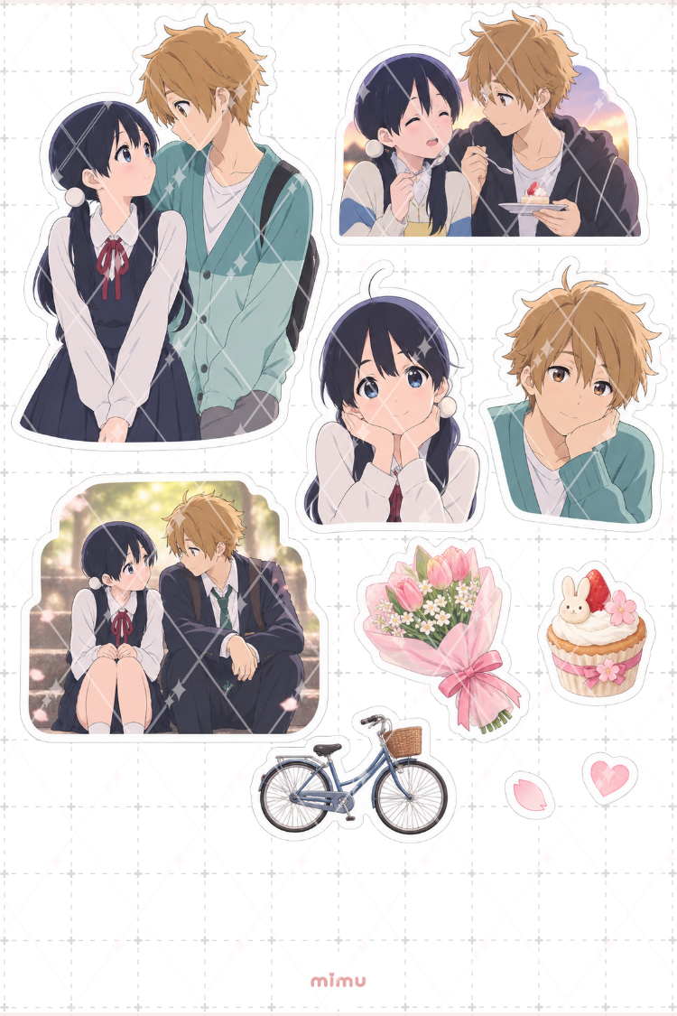 Tamako Love Story Sticker Seti Anime Temalı Dekoratif 2'li Etiket - 2