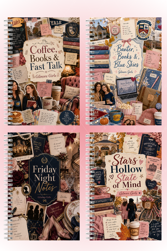 Gilmore Girls Dizisi Temalı A5 Spiralli 4lü Not Defteri Seti Kalın Kapaklı Defter