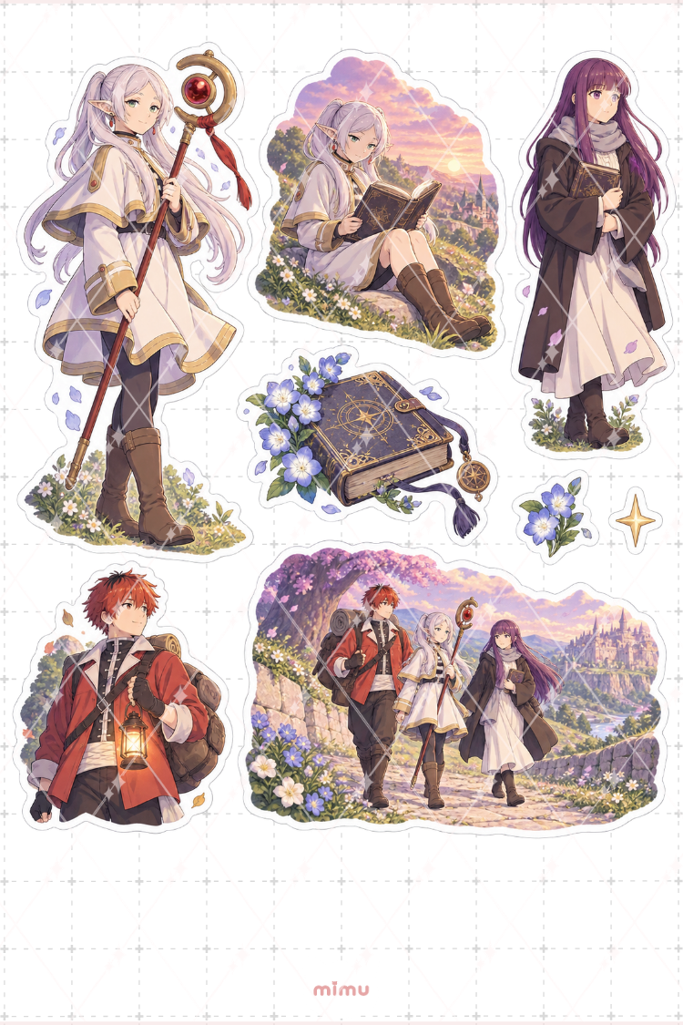 Frieren Beyond Journey’s End Sticker Seti Fantastik Anime Temalı Dekoratif 2'li Etiket