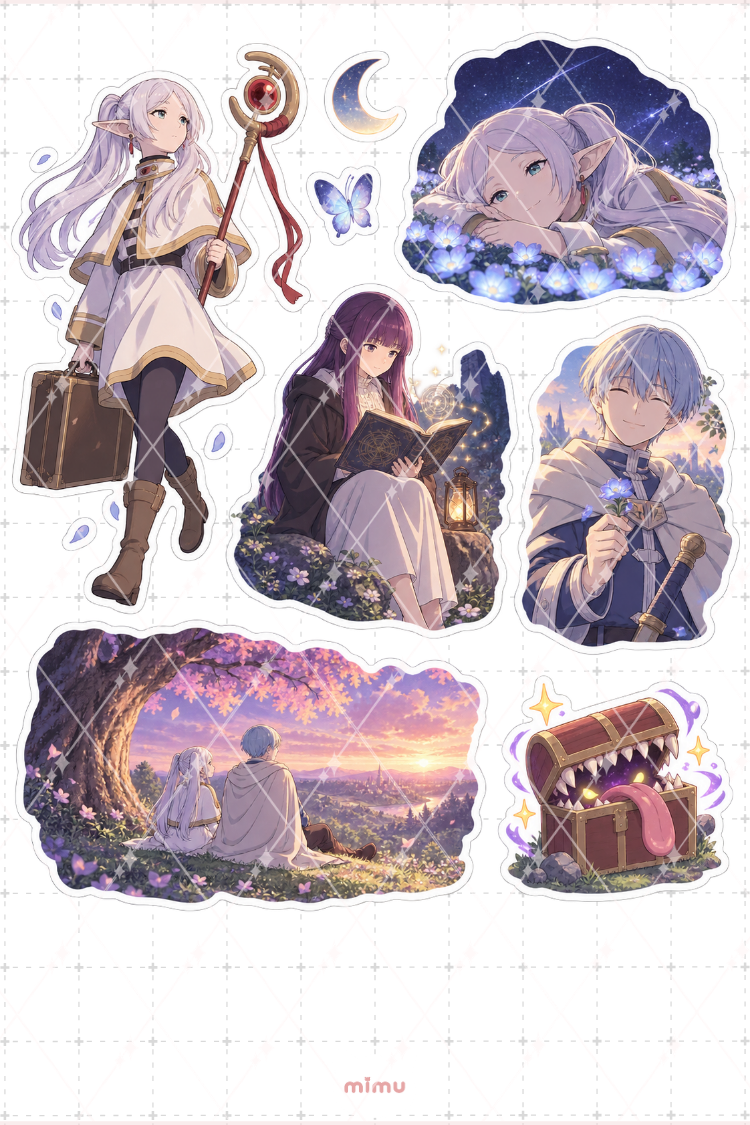 Frieren Beyond Journey’s End Sticker Seti Fantastik Anime Temalı Dekoratif 2'li Etiket - 2