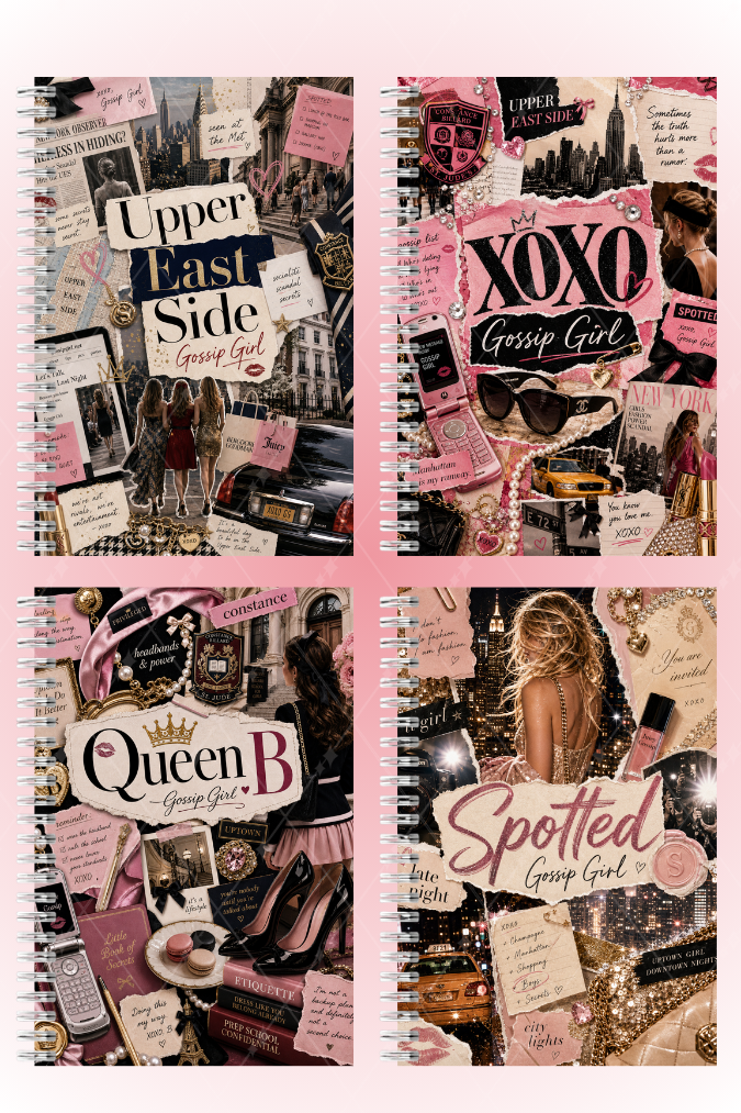Gossip Girl Dizisi Temalı A5 Spiralli 4lü Not Defteri Seti Kalın Kapaklı Defter