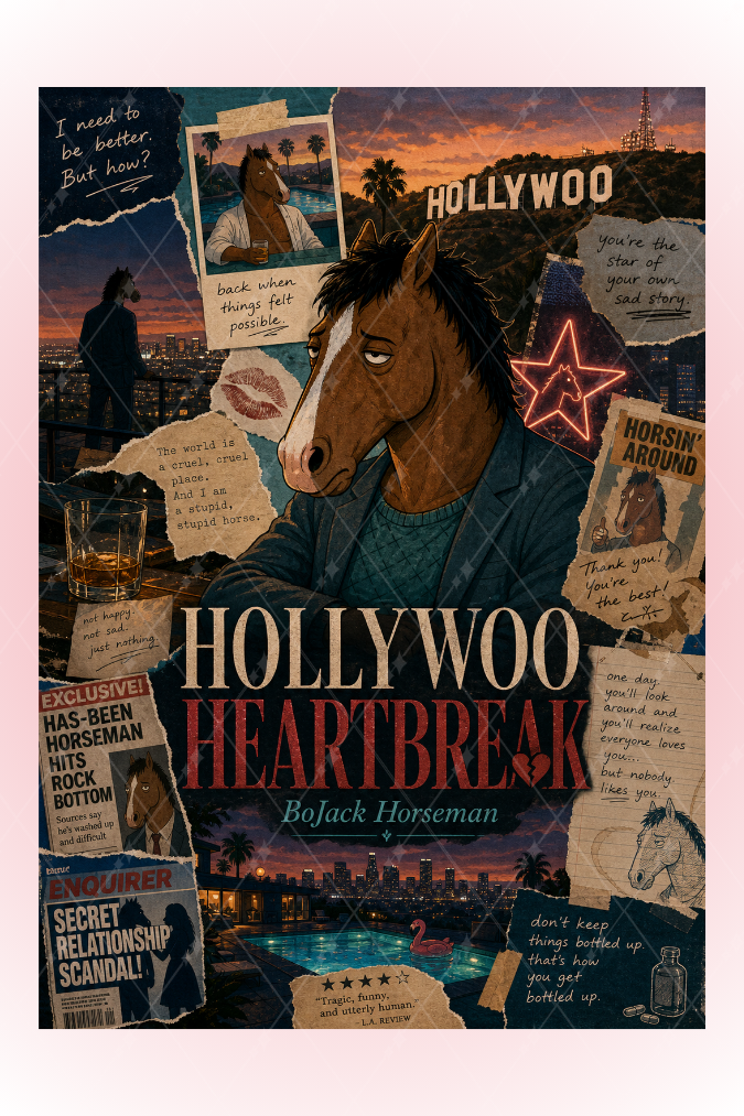 BoJack Horseman Temalı A5 Spiralli 4lü Not Defteri Seti Kalın Kapaklı Defter
