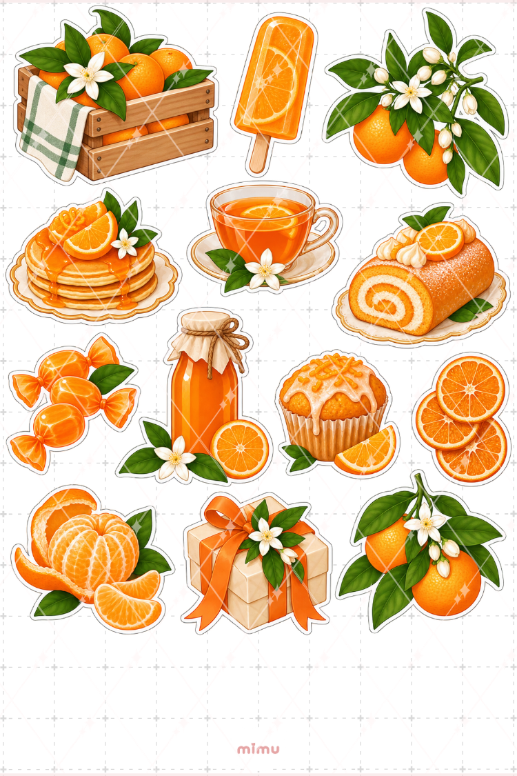 Portakal Orange Sticker Seti Narenciye Meyve Temalı Dekoratif 2'li Etiket - 2