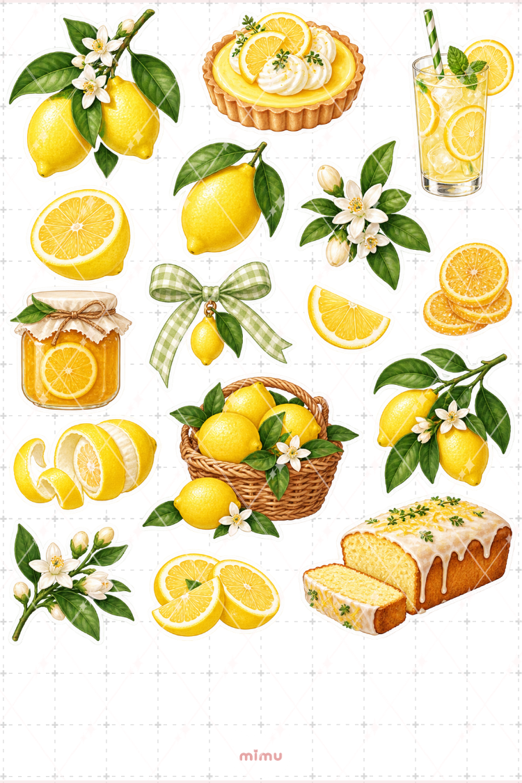 Limon Lemon Sticker Seti Narenciye Meyve Temalı Dekoratif 2'li Etiket