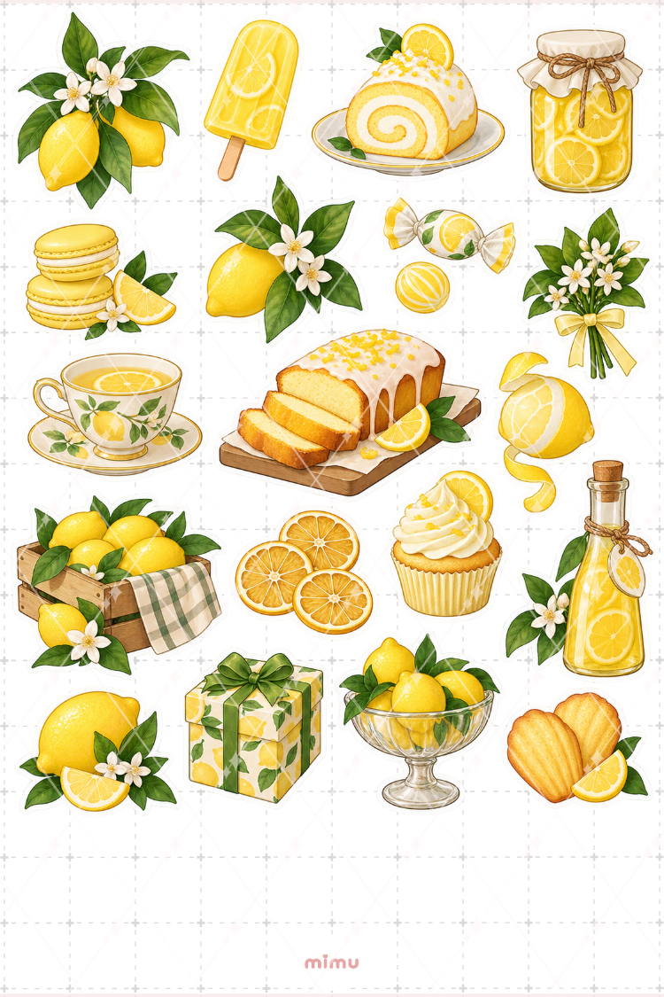 Limon Lemon Sticker Seti Narenciye Meyve Temalı Dekoratif 2'li Etiket - 2