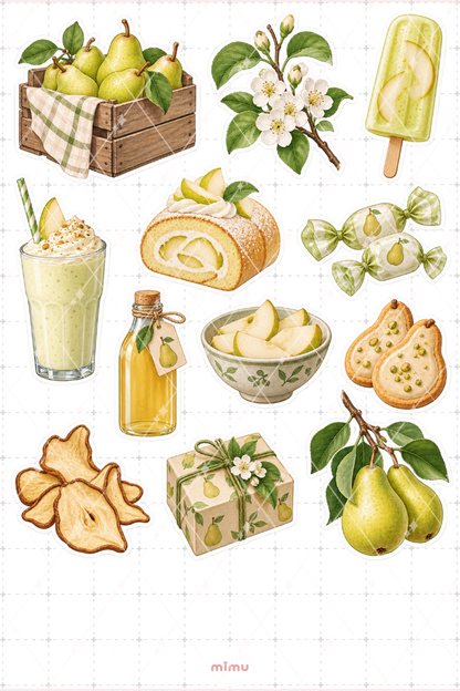 Armut Pear Sticker Seti Meyve Temalı Dekoratif 2'li Etiket - 2