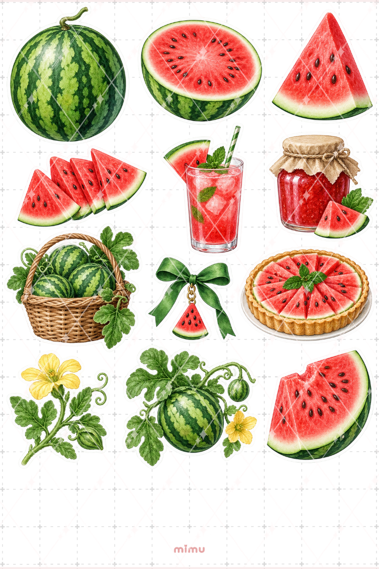 Karpuz Watermelon Sticker Seti Yaz Meyveleri Temalı Dekoratif 2'li Etiket