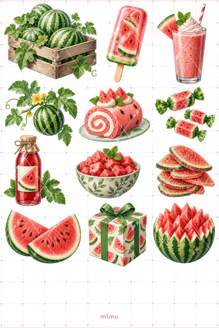 Karpuz Watermelon Sticker Seti Yaz Meyveleri Temalı Dekoratif 2'li Etiket - 2