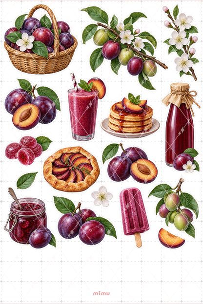 Erik Plum Sticker Seti Meyve Temalı Dekoratif 2'li Etiket - 2