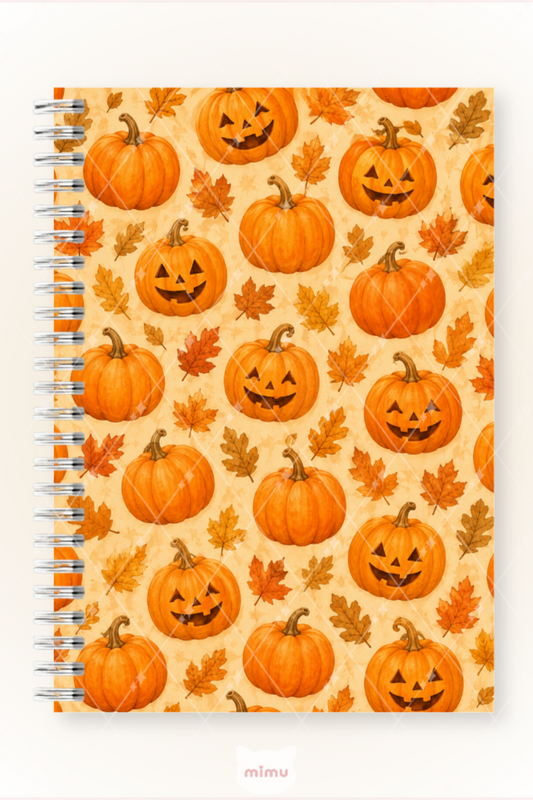 Halloween Balkabağı Desenli 60 Yaprak Çizgisiz Okul Defteri A5 Spiralli Not Defteri