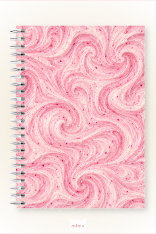 Pembe Spiral Mermer Desenli 60 Yaprak Çizgisiz Okul Defteri A5 Spiralli Not Defteri
