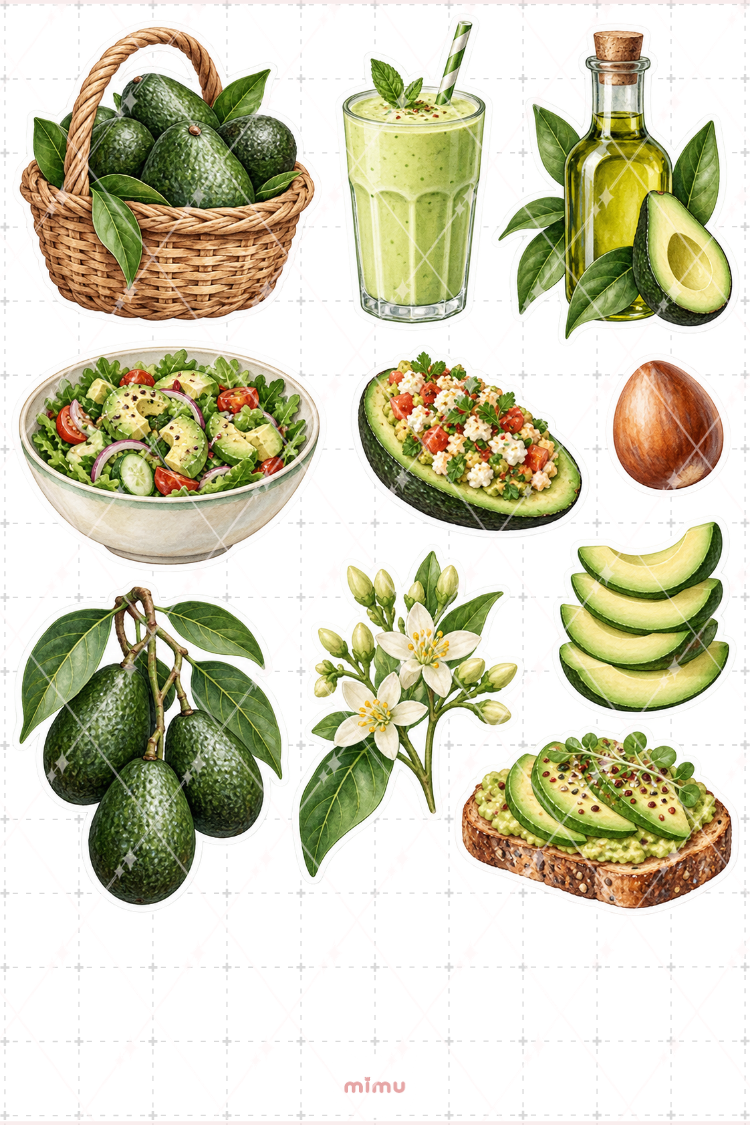 Avokado Avocado Sticker Seti Meyve Temalı Dekoratif 2'li Etiket - 2