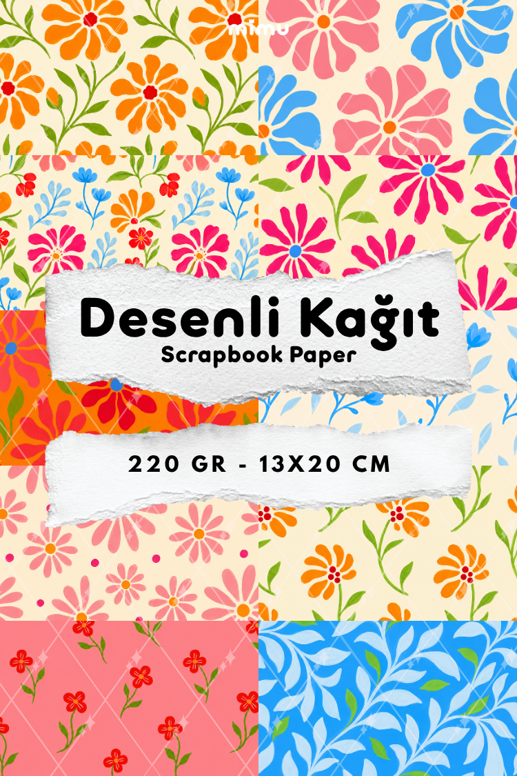 Renkli Retro Çiçek Bahçesi Botanik Desenli Kağıt Seti Scrapbook Kağıdı (220 gr) Ajanda Günlük Kolaj Junk Journal Bullet Journal Kağıtları