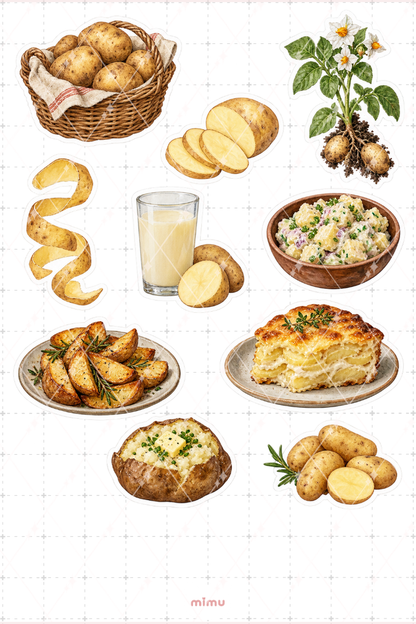 Patates Potato Sticker Seti Sebze Temalı Dekoratif 2'li Etiket