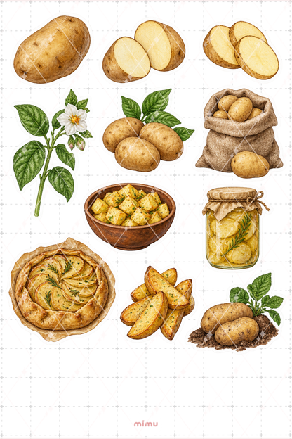 Patates Potato Sticker Seti Sebze Temalı Dekoratif 2'li Etiket - 2