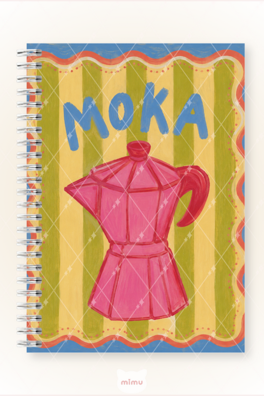 Moka Pot Desenli 60 Yaprak Çizgisiz Okul Defteri A5 Spiralli Not Defteri