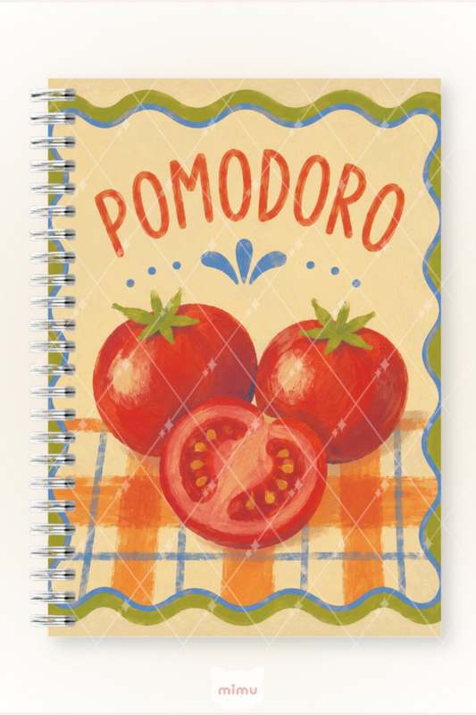 Pomodoro Domates Desenli 60 Yaprak Çizgisiz Okul Defteri A5 Spiralli Not Defteri