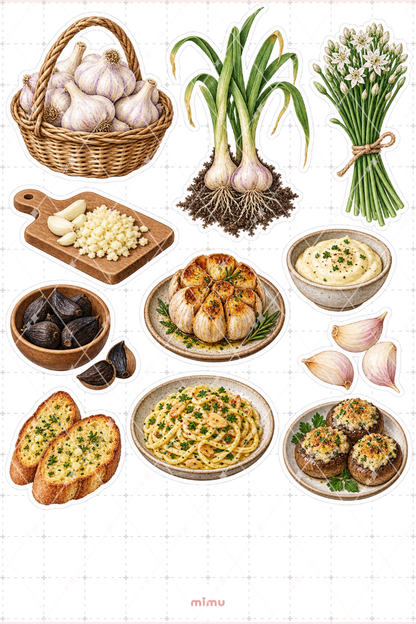 Sarımsak Garlic Sticker Seti Sebze Mutfak Temalı Dekoratif 2'li Etiket