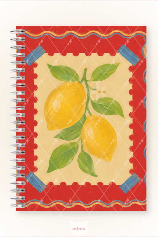 Retro Limon Desenli 60 Yaprak Çizgisiz Okul Defteri A5 Spiralli Not Defteri