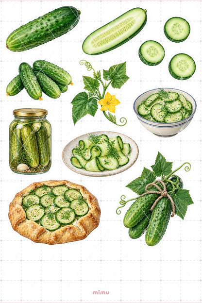 Salatalık Cucumber Sticker Seti Sebze Temalı Dekoratif 2'li Etiket - 2