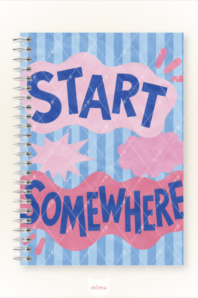 Start Somewhere Yazılı 60 Yaprak Çizgisiz Okul Defteri A5 Spiralli Not Defteri