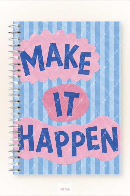 Make It Happen Yazılı 60 Yaprak Çizgisiz Okul Defteri A5 Spiralli Not Defteri
