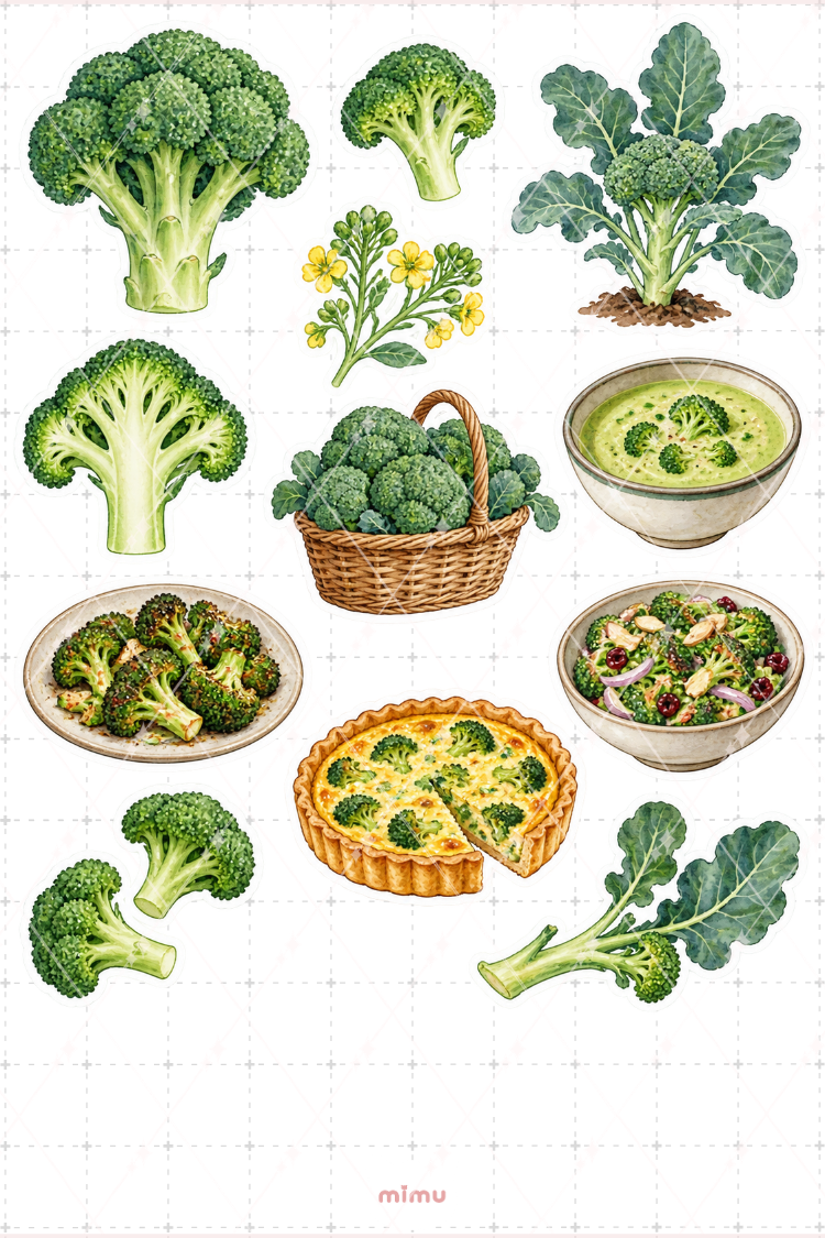 Brokoli Broccoli Sticker Seti Sebze Temalı Dekoratif 2'li Etiket