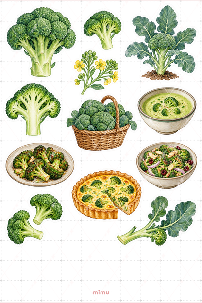 Brokoli Broccoli Sticker Seti Sebze Temalı Dekoratif 2'li Etiket