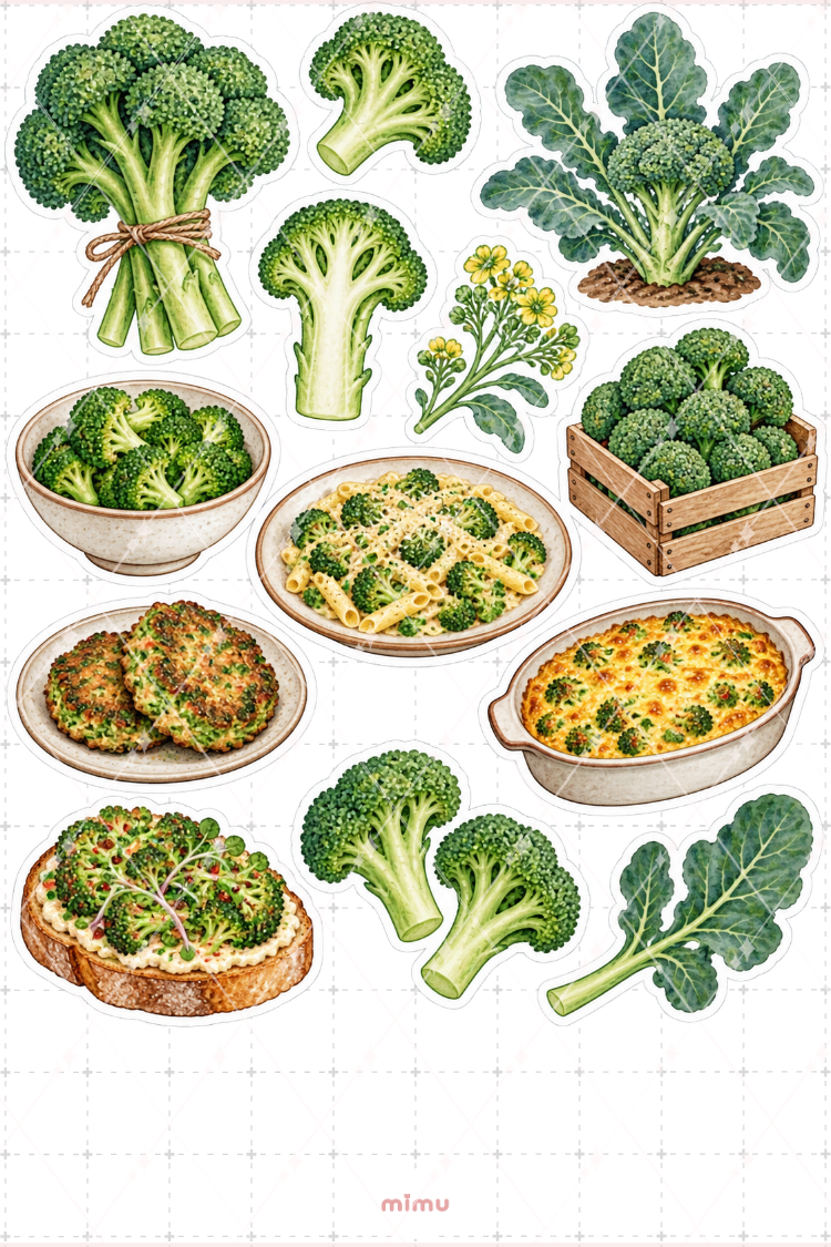 Brokoli Broccoli Sticker Seti Sebze Temalı Dekoratif 2'li Etiket - 2