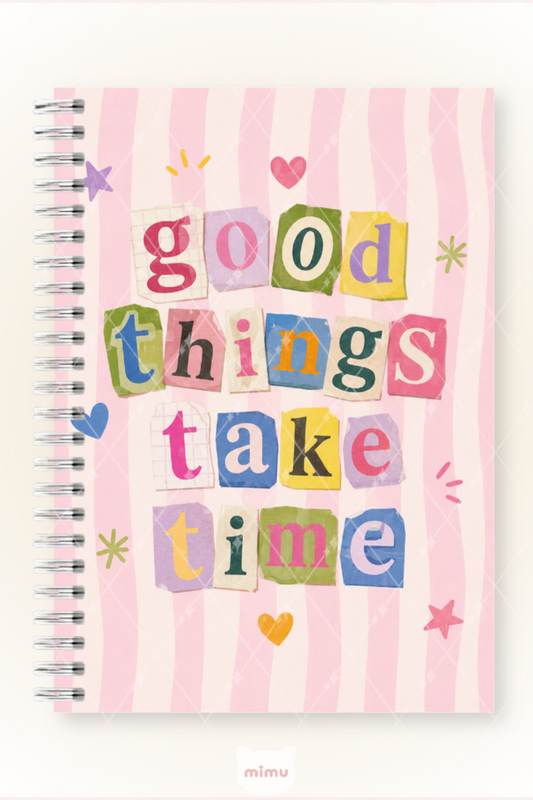Good Things Take Time Yazılı 60 Yaprak Çizgisiz Okul Defteri A5 Spiralli Not Defteri