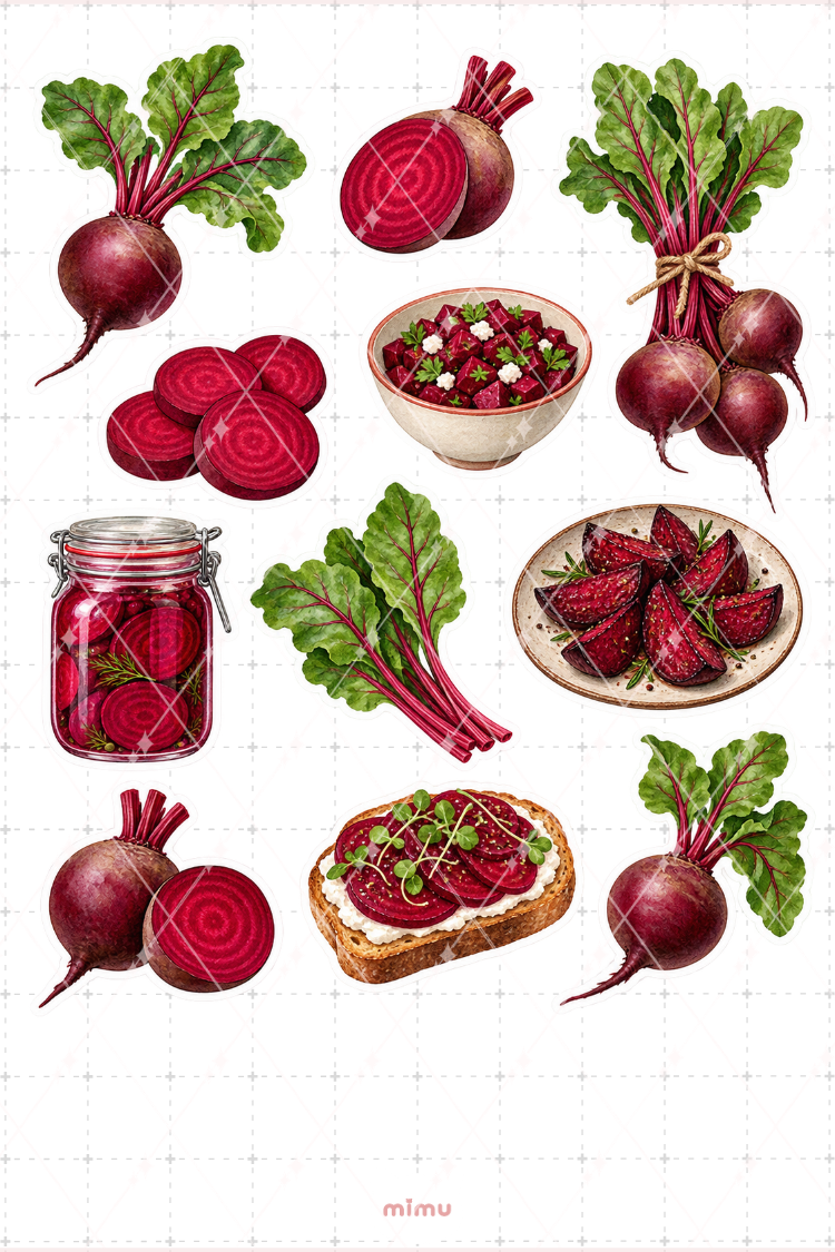 Pancar Beetroot Sticker Seti Sebze Temalı Dekoratif 2'li Etiket