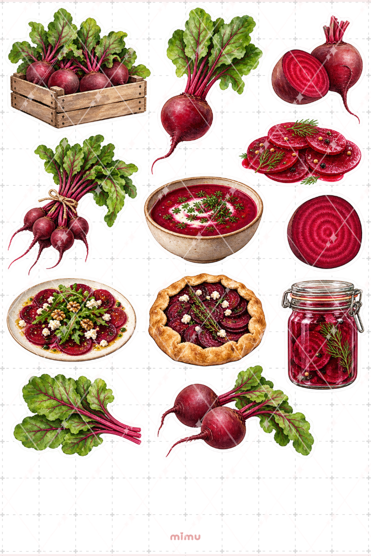 Pancar Beetroot Sticker Seti Sebze Temalı Dekoratif 2'li Etiket - 2