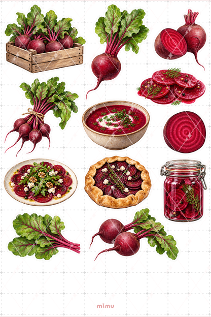 Pancar Beetroot Sticker Seti Sebze Temalı Dekoratif 2'li Etiket - 2