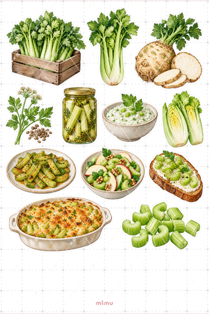 Kereviz Celery Sticker Seti Sebze Temalı Dekoratif 2'li Etiket - 2
