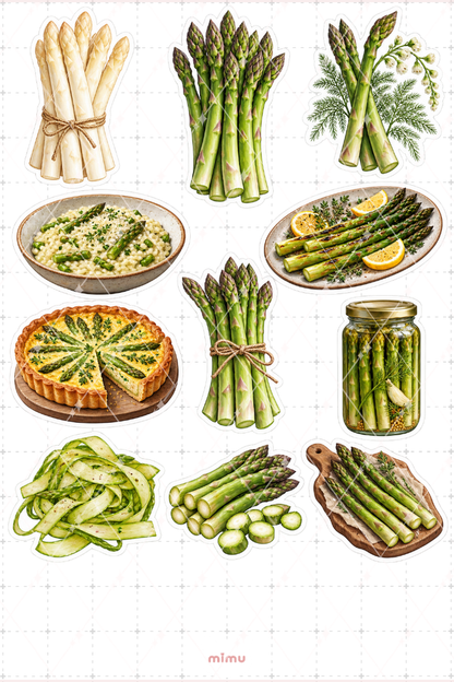 Kuşkonmaz Asparagus Sticker Seti Sebze Temalı Dekoratif 2'li Etiket - 2