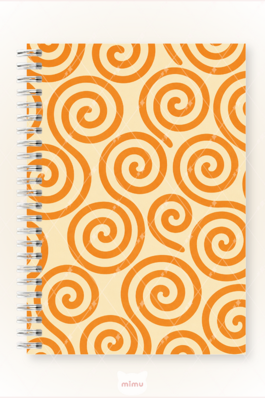 Turuncu Spiral Desenli 60 Yaprak Çizgisiz Okul Defteri A5 Spiralli Not Defteri