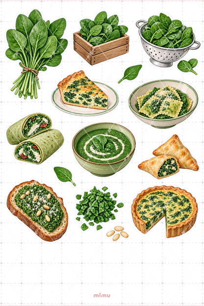 Ispanak Spinach Sticker Seti Yeşillik Sebze Temalı Dekoratif 2'li Etiket