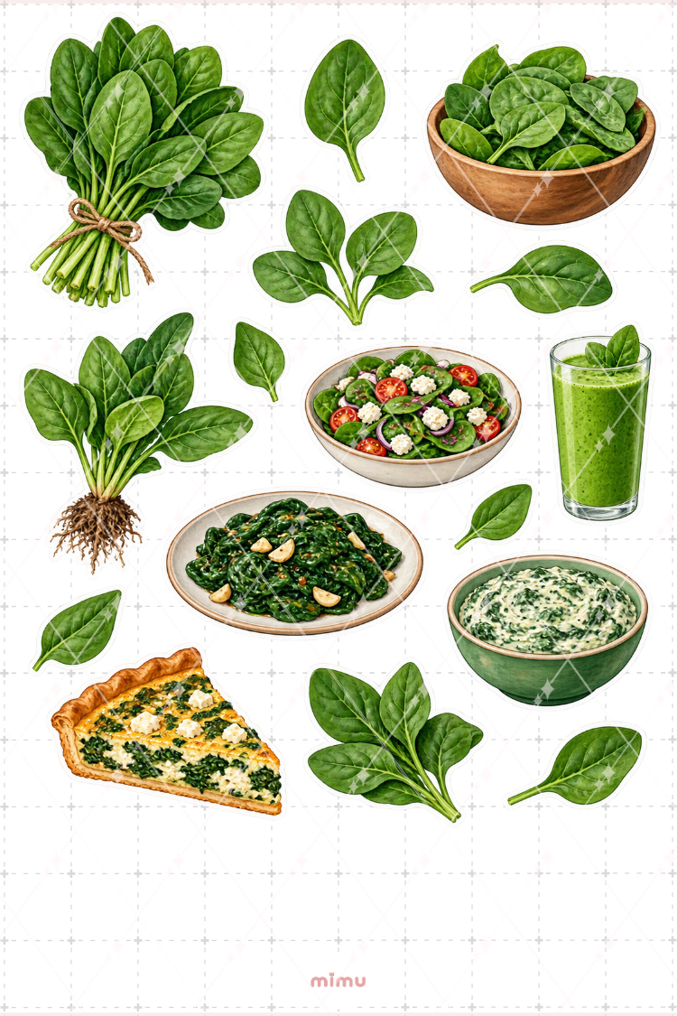 Ispanak Spinach Sticker Seti Yeşillik Sebze Temalı Dekoratif 2'li Etiket - 2