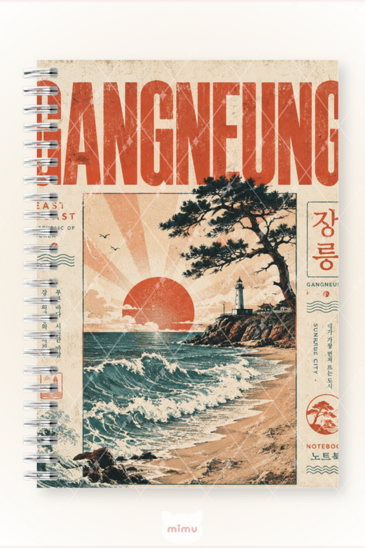 Gangneung Vintage Seyahat Desenli 60 Yaprak Çizgisiz Okul Defteri A5 Spiralli Not Defteri