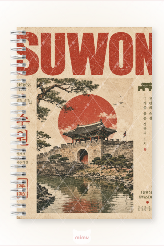 Suwon Vintage Seyahat Desenli 60 Yaprak Çizgisiz Okul Defteri A5 Spiralli Not Defteri